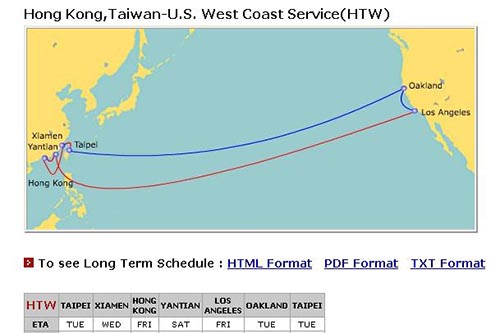 EMC 長榮快船HTW航線圖